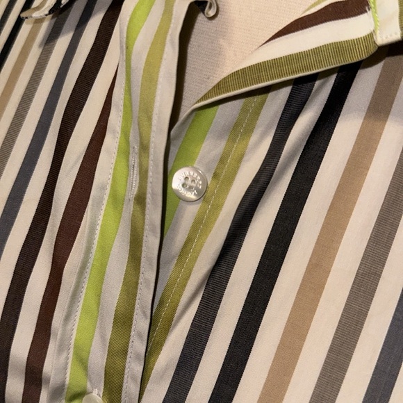 Burberry London Vintage Green Color Palette 100% Cotton Button Down - Picture 4 of 8